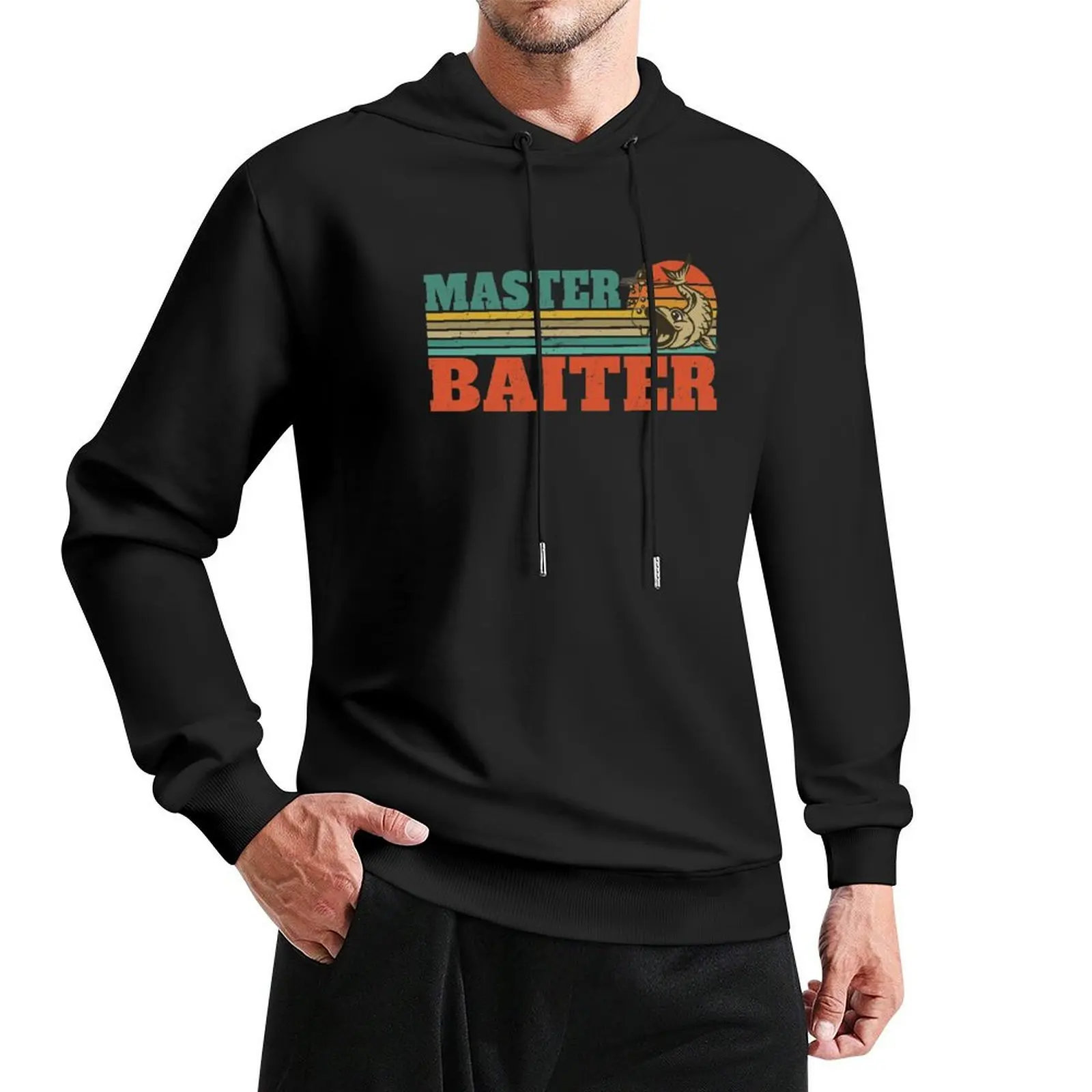 

Master Baiter Retro Vintage Sunset Funny Fishing Gift Pullover Hoodie men's autumn clothes man hoodie