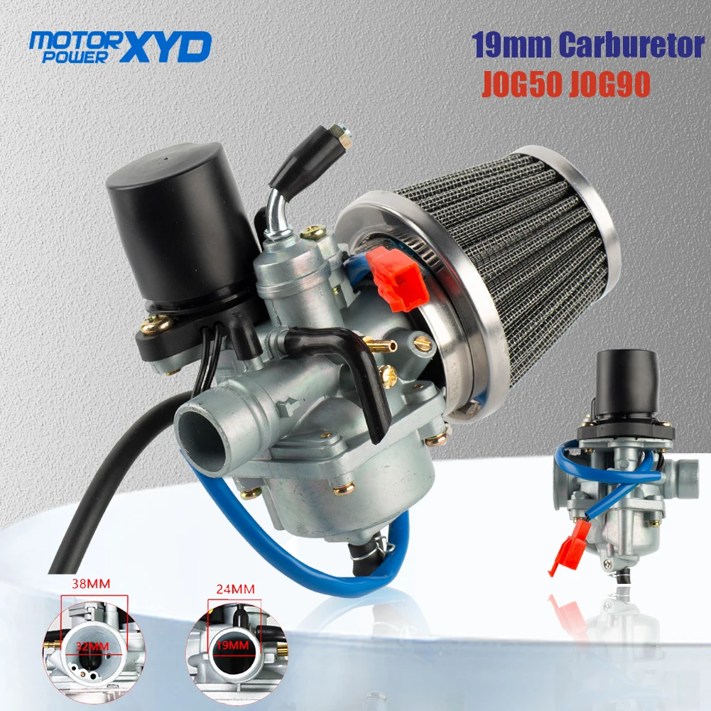 19mm Carburetor With Air Filter For 2 Stroke 50cc 90cc Scooter Moped For Yamaha JOG JOG50 JOG90 1E40QMB 1PE40QMB 1E50QMG E-TON