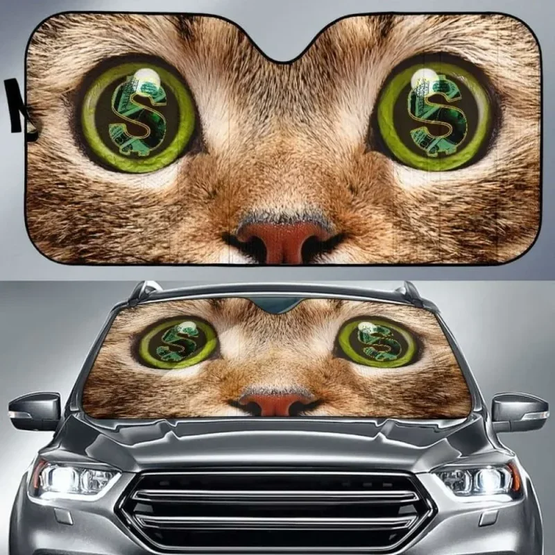 Automotive General Personalized Customization Handsome Pattern Black Cat Eye Car Windshield Sunshade UV Block Protection Sunshad