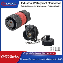 CNLINKO M20 2/3/9 Pin Electrical Connector Wire to Board PBT Plastic Panel Mount 12V 5A-20A Waterproof IP68 Connector Automotive