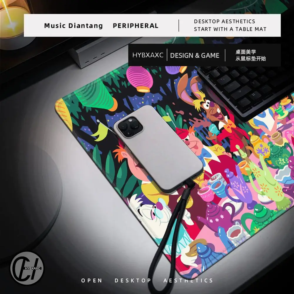 الكرتون أليس في بلاد العجائب ماوس HD الطباعة ألعاب الكمبيوتر قفل حافة عدم الانزلاق ماوس الوسادة XXL90x40 سنتيمتر لوحة المفاتيح الكمبيوتر وسادة مكتب