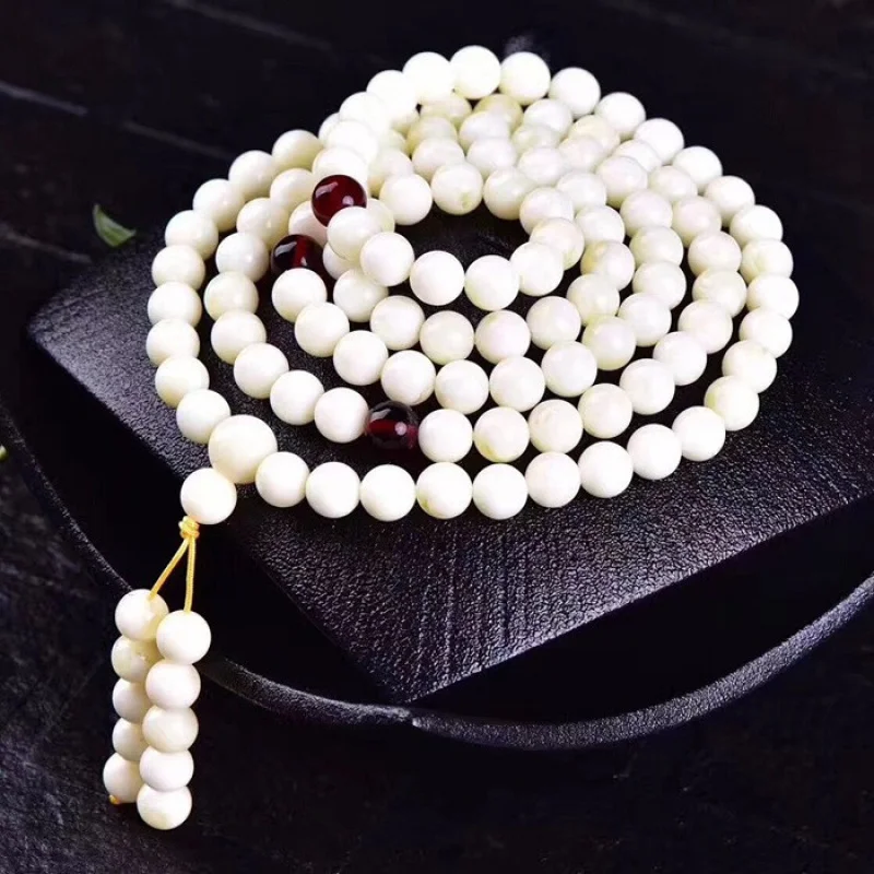 

Прямая трансляция, русский материал, браслет из белого янтаря, 108 бусин Будды, четки, куриное масло, желтый браслет, аксессуары унисекс