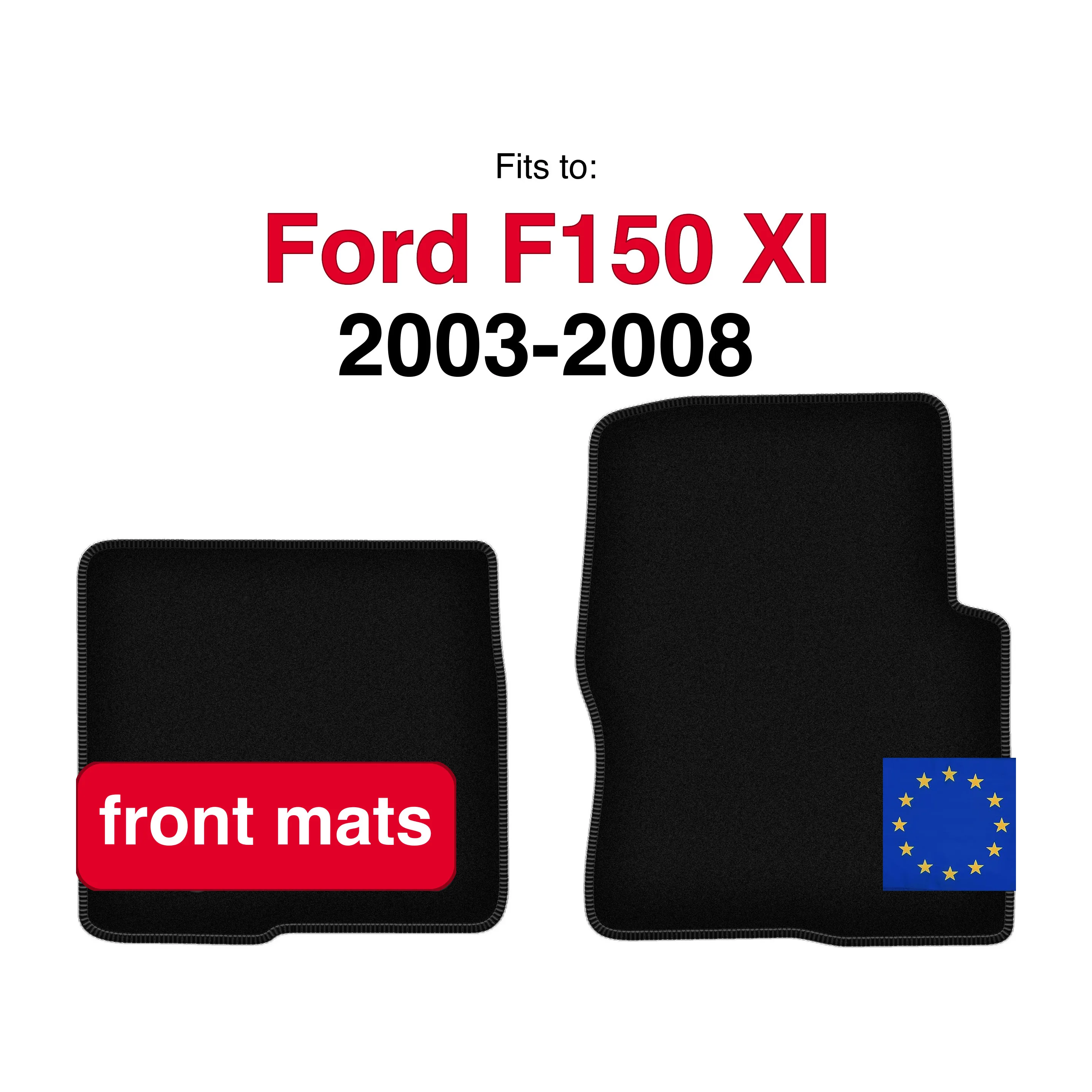 Velour vloermatten voor Ford F150 XI Short (2003-2008) - Zwart (2 stuks) set auto vloermatten voor de voorkant van de auto