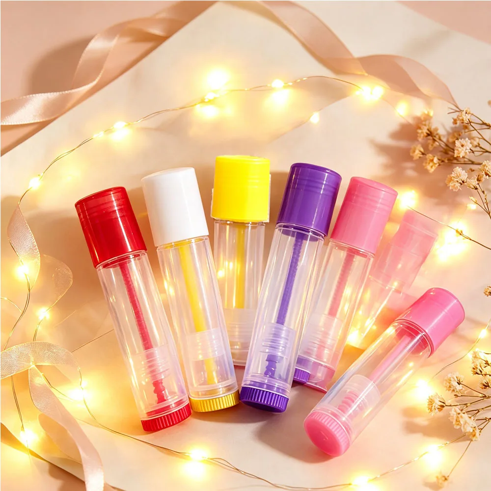 300Pcs 5ml Empty Multi-color Lip Balm Tube Mini Refillable Plastic Lipstick Bottle DIY Travel LipGlaze Container For Solid Cream