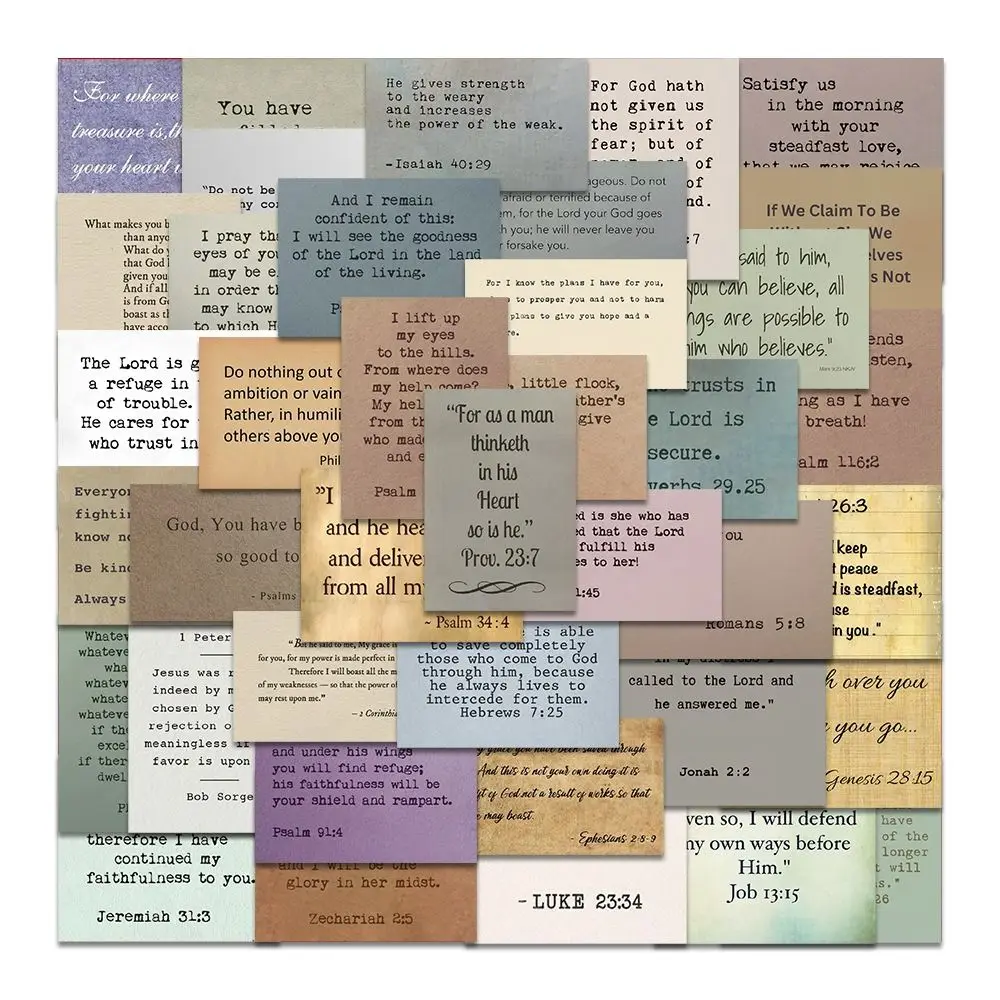 60 قطعة من ملصقات الكتاب المقدس المسيحية الجديدة ملصقات كلاسيكية مقاومة للماء ملصقات كمبيوتر محمول ملهمة PVC ملصقات كلمات ذاتية الصنع لسجل القصاصات