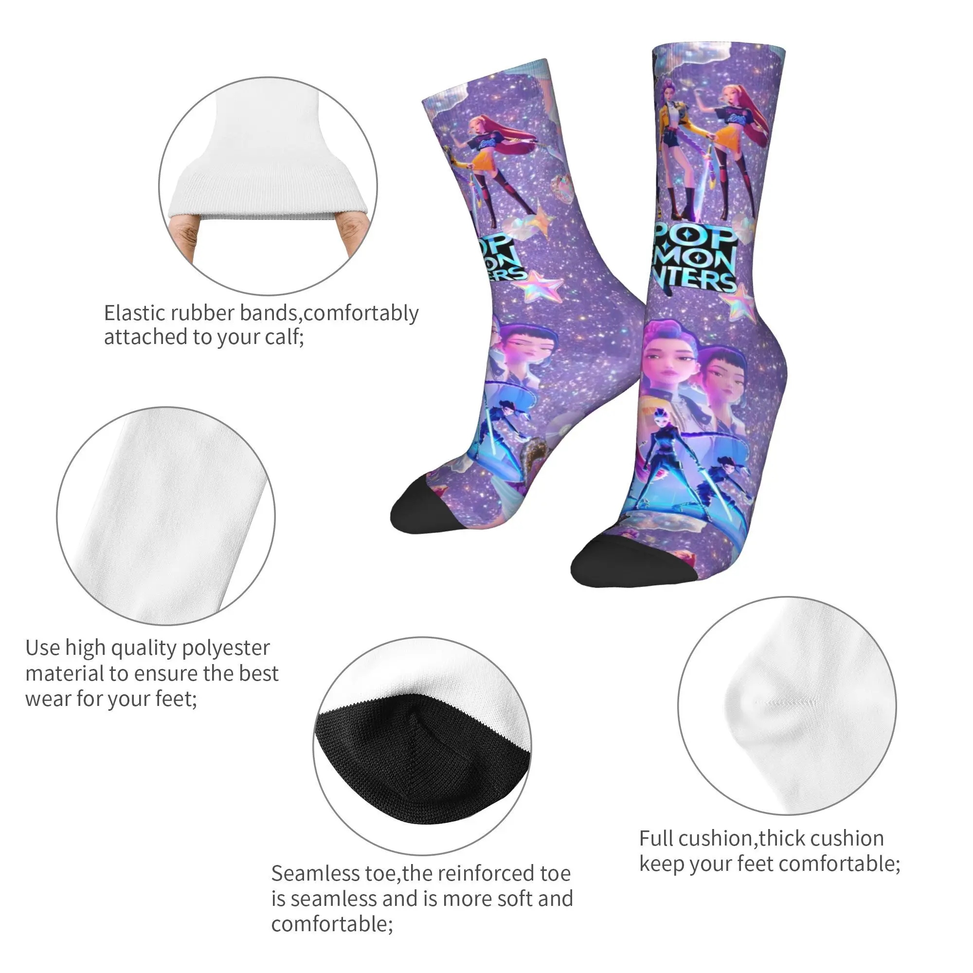 Autumn Winter Hip-hop Women Men Huntrix Zoey Rumi Mira Socks KPop Demon Hunters Breathable Basketball Socks