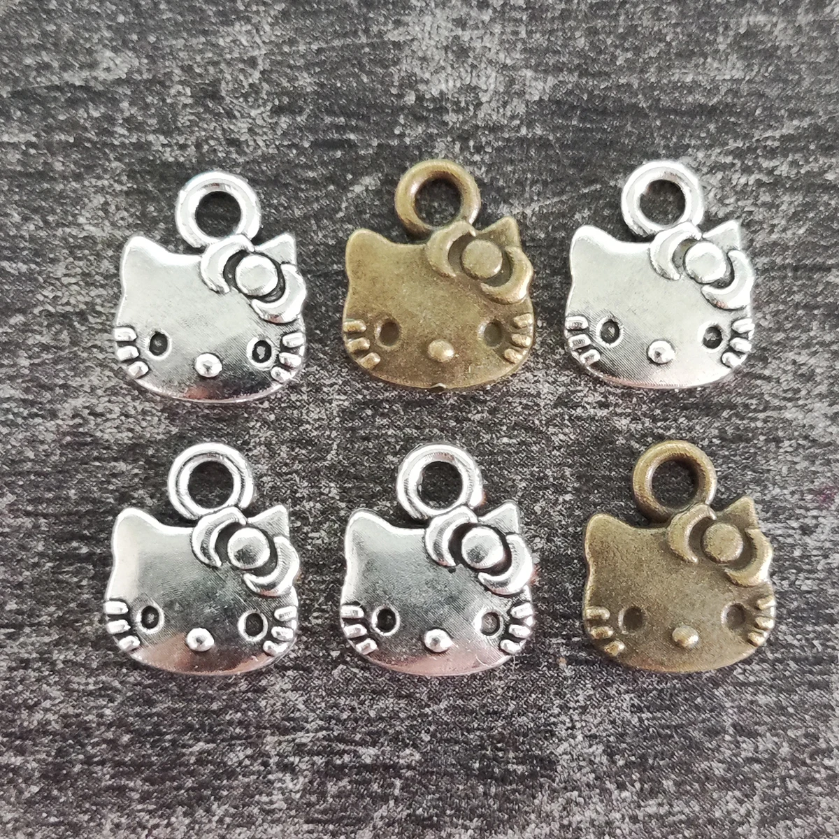 20Pcs Silver Plated Kitty Cat Charm Pendant for Jewelry Making Earrings Bracelet Necklace Accessories DIY