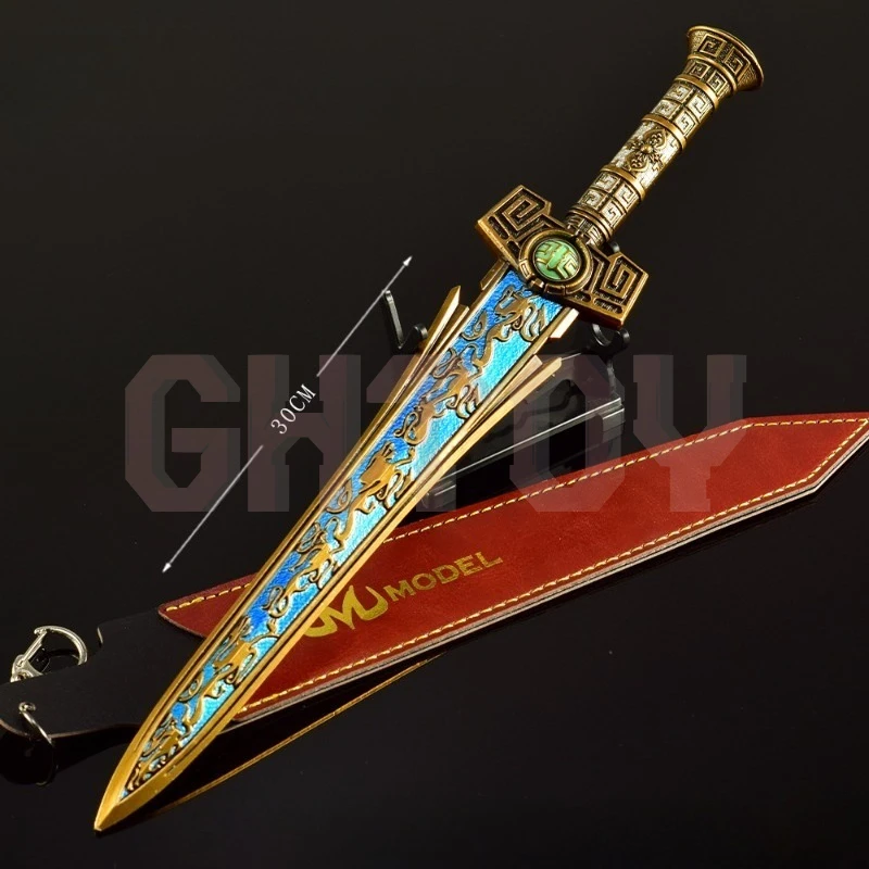 30 センチメートル/11.81 インチクロスファイアゲーム周辺武器モデル第一皇帝の剣メタルレザーカバーバージョン手芸玩具モデル