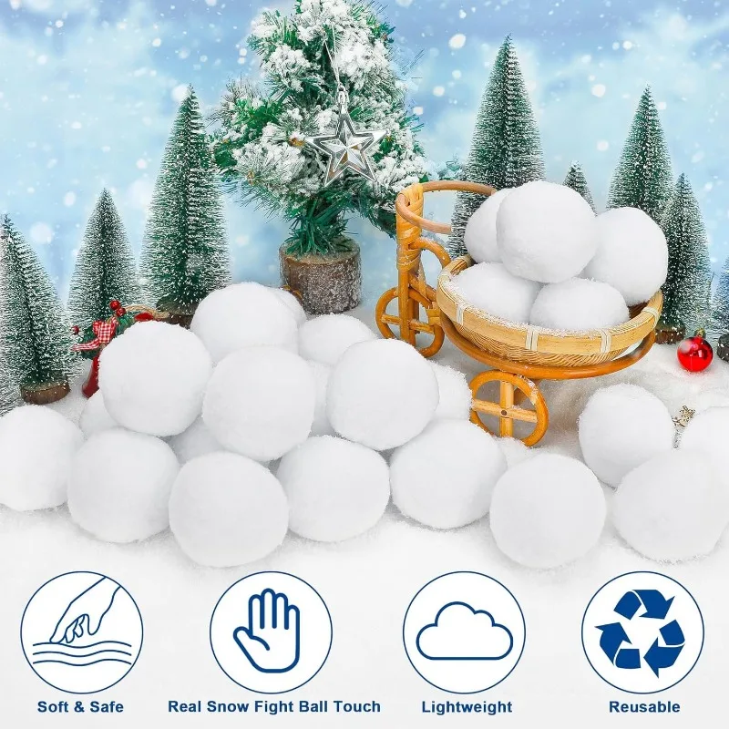 100/1PCS Fake Snow Fight Ball Artificial Snowball Winter Toss Ball Fluffy Fun Stress Toy for Indoor Throw Game Christmas Present