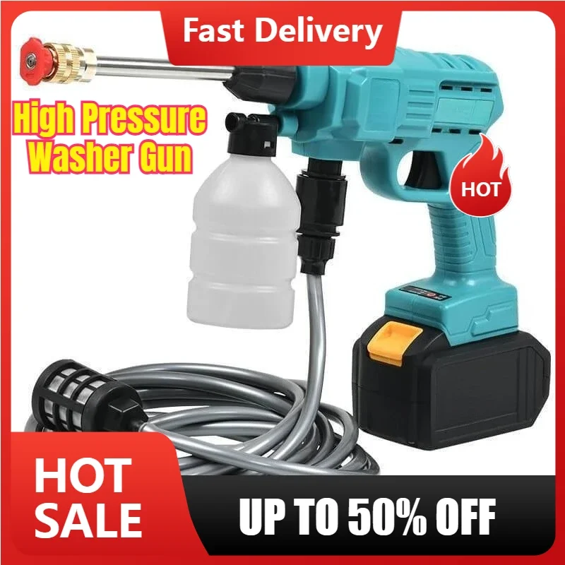 

【Fast Delivery】High Pressure Washer Gun Electric Cordless Car Washing Water Gun Foam Machine For Auto Home Garden With 36V 1 Cha