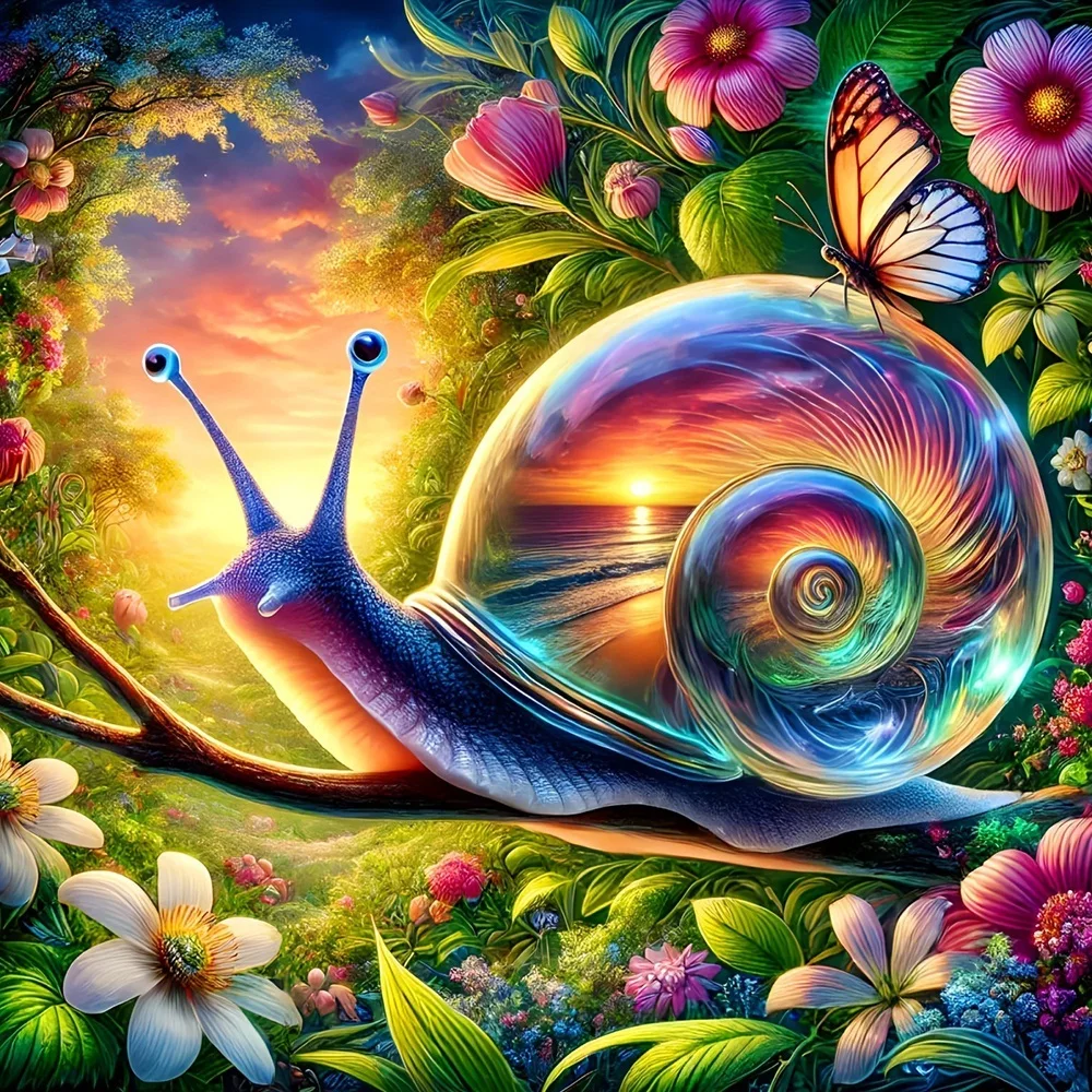 

EverShine DIY Diamond Embroidery Snail 5D Full Drill Diamond Art Painting Kit Flower Mosaic Animal Crafts Supplies Home Decor