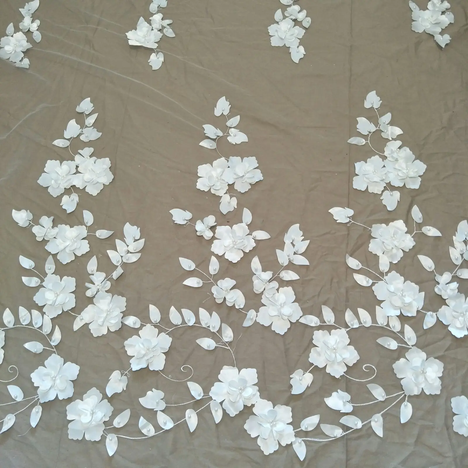 fashion bridal lace fabric 3D flower fabric wedding gown dress lace fabric sell by yard