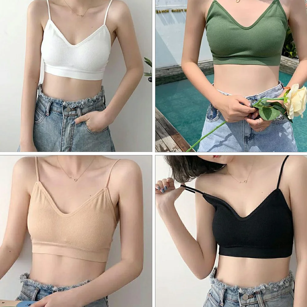 6 Pcs Camisole Strapless Vest Seamless Bralette Neck Bandeau Bras Women's Sleeping for Underwire Free Mini Padded