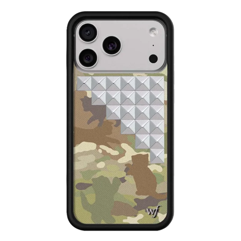Wildflower Luxury 3D silver solid rivet leopard Phone Case For iPhone 15 17 16 12 13 14 Pro Max Plus flower rivet wf Cover﻿﻿﻿﻿﻿