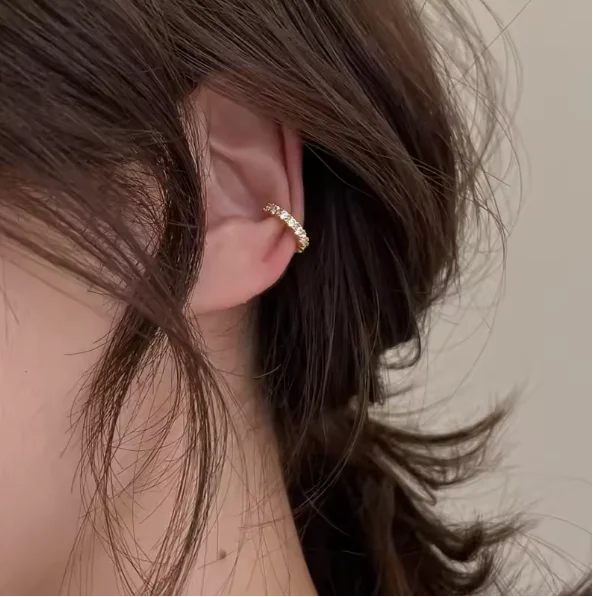 Ear Cuff No Piercing - 925 Sterling Silver Full Moissanite Ear