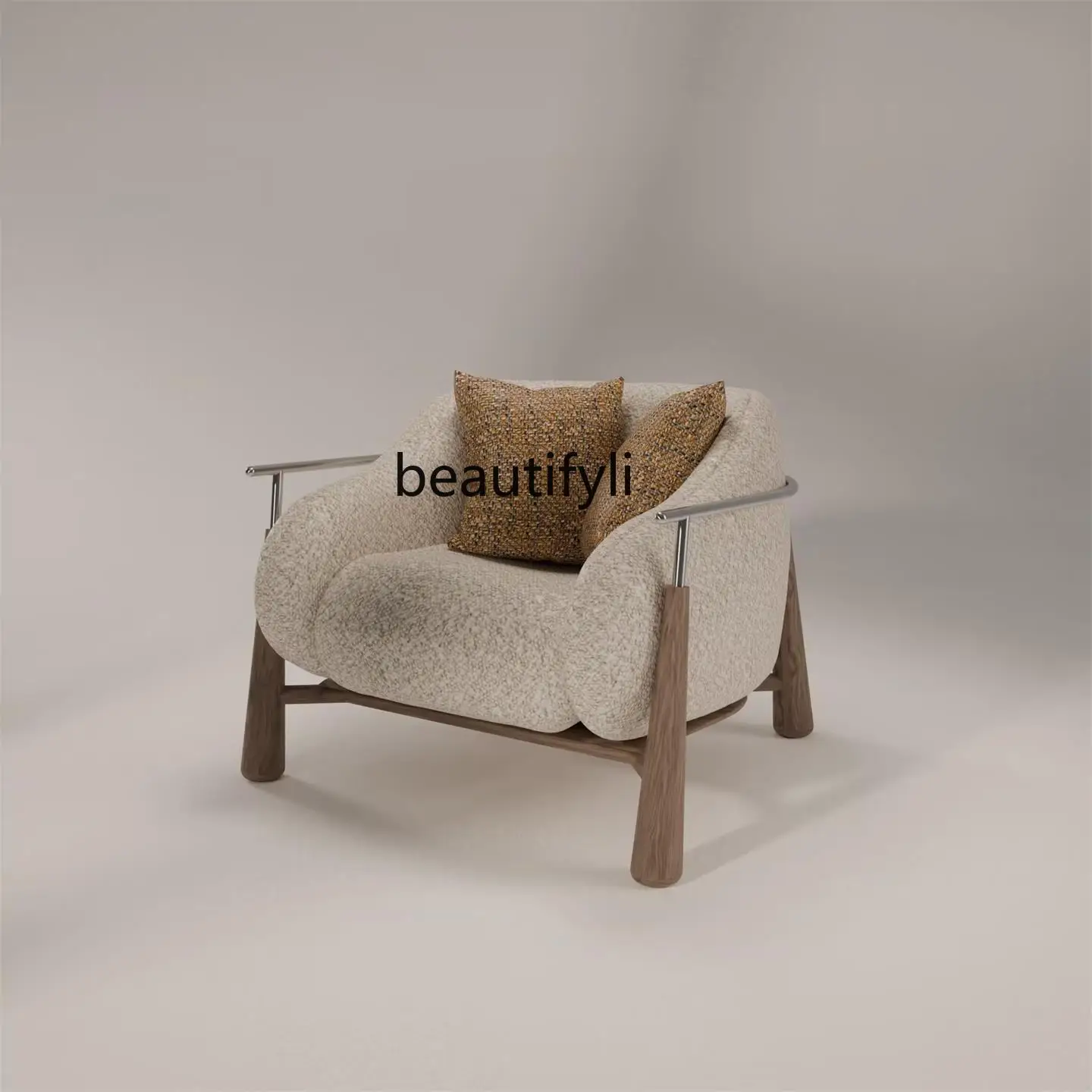

Second-Hand Solid Wood Sofa Chair Living Room Bedroom Metal Single Sofa Designer Style Lazy Leisure Chair