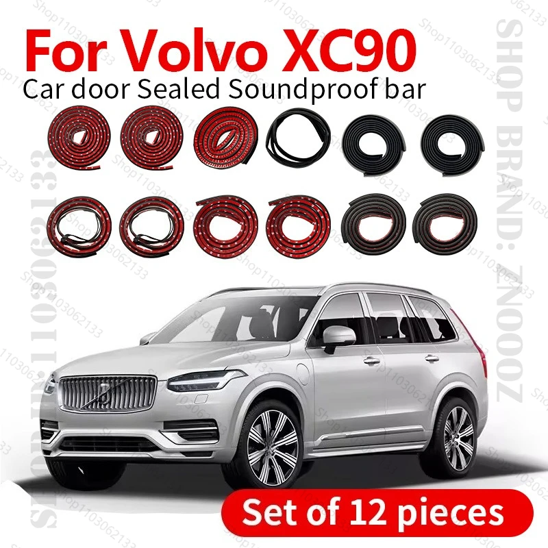 

For Volvo XC90 P2 SPA Car Door Seal Strip Rubber Double Layer Sealing Protector Soundproof Strip Dustproof Seal Strip 12PCS Set