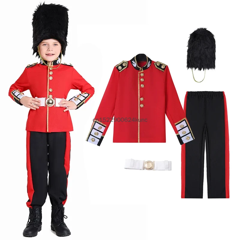 Nuevo Disfraz de la Guardia Real Británica para Niños y Hombres, Disfraz de la Guardia de la Reina, Disfraz de Príncipe William, Conjunto de Cosplay de Halloween para Soldados