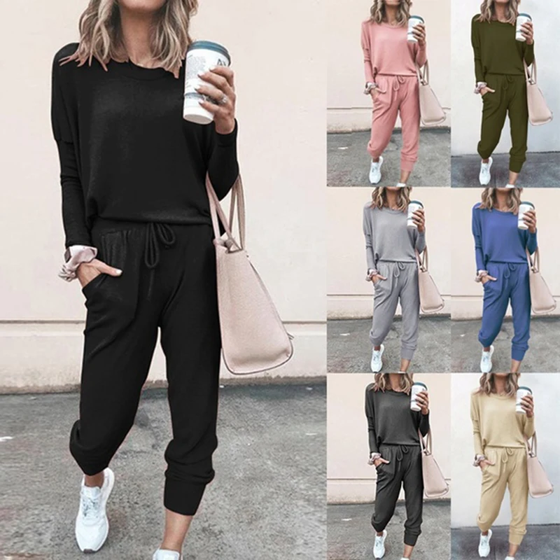 Winter two piece set women Casual Tracksuit Woman Long Sleeve pullover Hoodies Sweatshirt Pants Jogger Sport Suits Sportswear