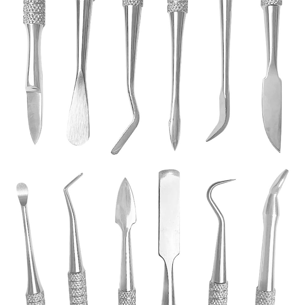 6pcs Dental Stainless Steel Double Ended Mixing Spatula Plaster Knife Teeth Wax Carving Tool Set Carver Dentist Instrument Tool