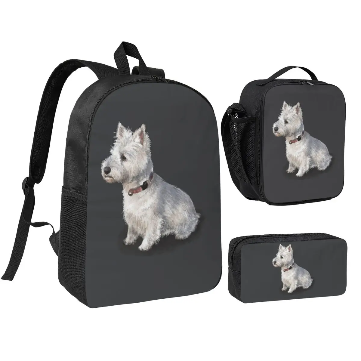 

The West Highland Terrier Backpack Student BookBag School Bag Shoulder Bags 3ps Insulated Lunch Bag Pencil Case