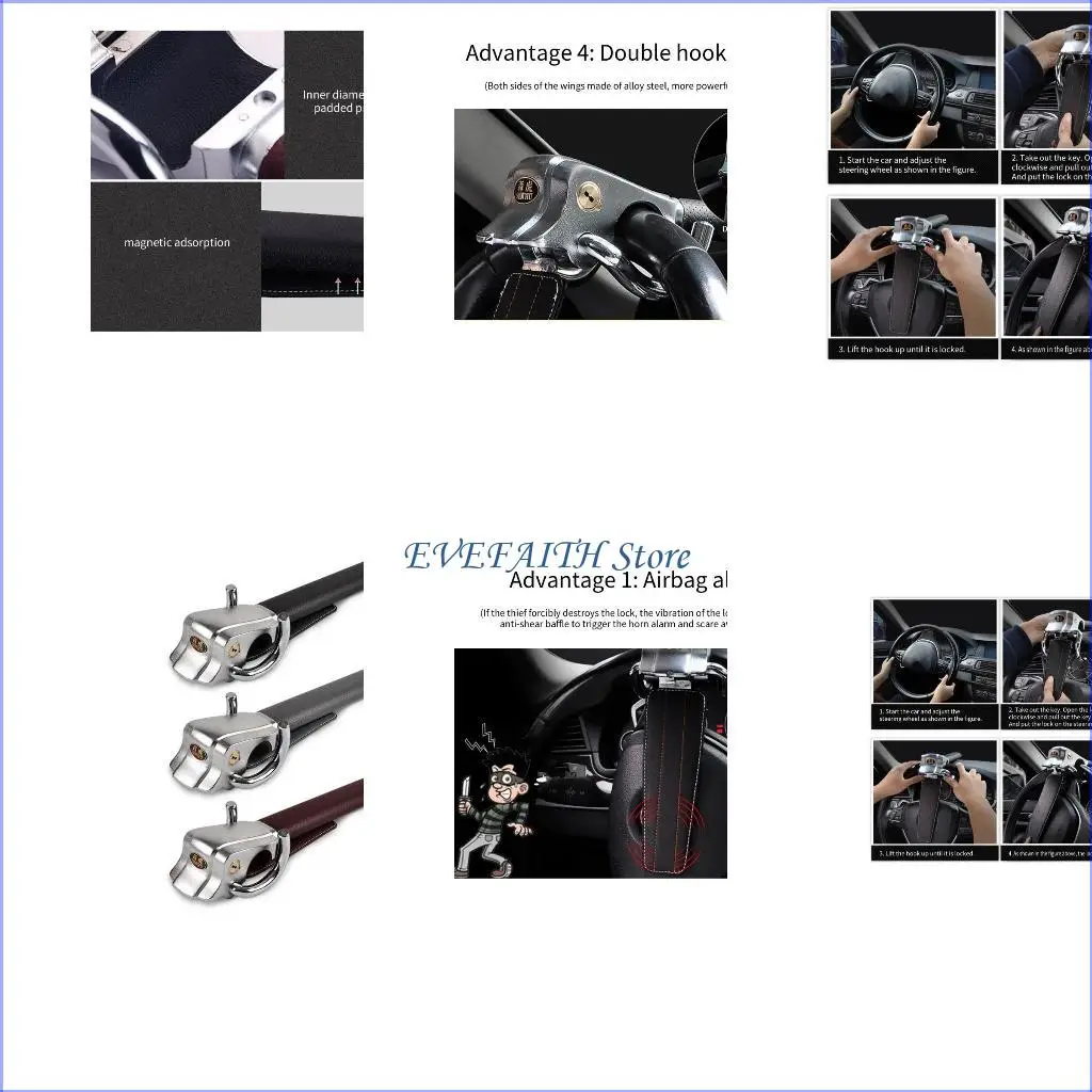 

124B Universal Car Steering Wheel Lock Automobile Security Anti-theft Locks