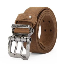 BISON DENIM High Quality Men's Retro Belts Vintage Casual Genuine Leather Pin Buckle Design Belts Luxury Brand Strap for Jeans