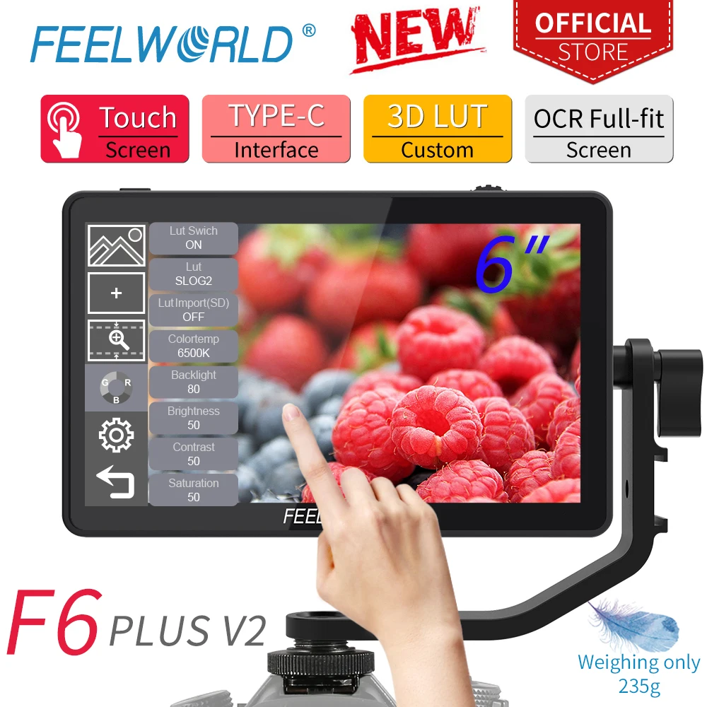 FEELWORLD-DSLR полевой монитор, F6PLUS V2, IPS сенсорный экран, FHD, 4K HDMI, 1920x1080, 3D волновая форма для гиростабилизатора