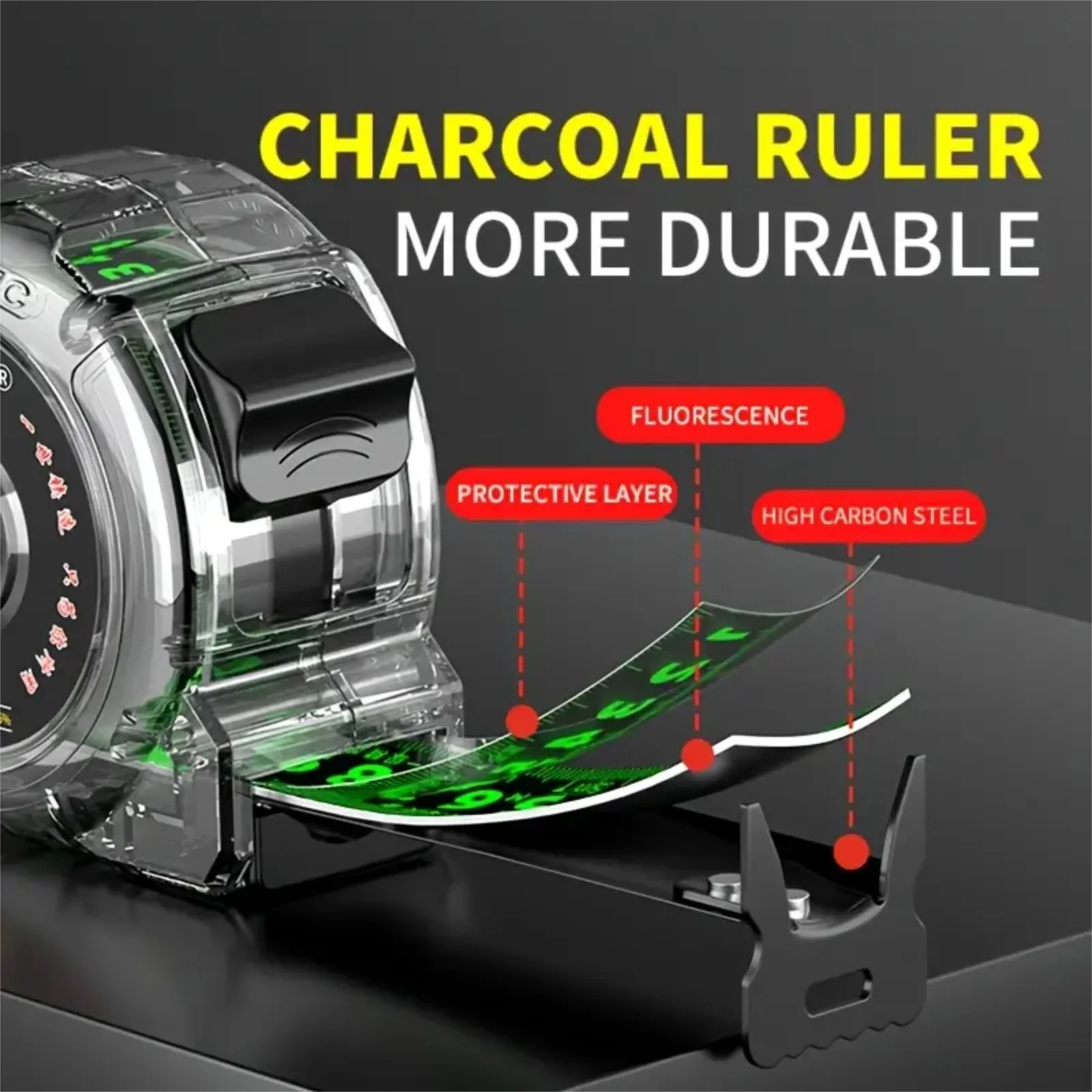 Self Locking Fluorescent Steel Tape Measure Distance Measurement Ruler Measurement Of Object Length Length Measuring Ruler