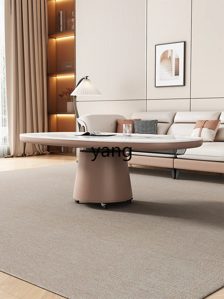 Yjq ，Multi-Function Lifting Coffee Table Dual-Use Movable Small Apartment with Wheels Household Electric Heating