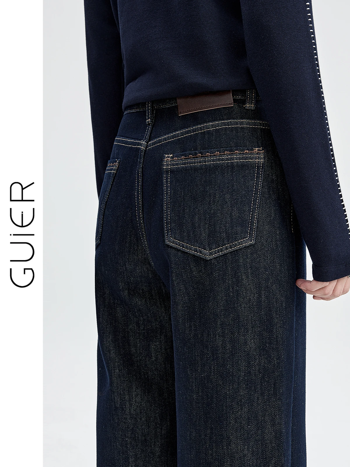 

Женские джинсы с высокой талией, на флисовой подкладке, прямого кроя, длиной 7/8, осенне-зимние, новые, с прозрачной строчкой, свободные, широкие штанины