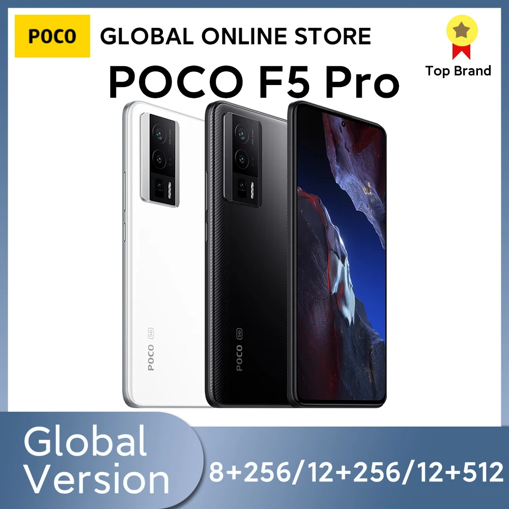 POCO F5 Pro Глобальная версия 256 ГБ/512 ГБ Snapdragon ®   8+ Gen 1, 6,67 дюйма, WQHD + 120 Гц, AMOLED-точечный дисплей, камера 64 МП, NFC, 5G, зарядное устройство европейского стандарта