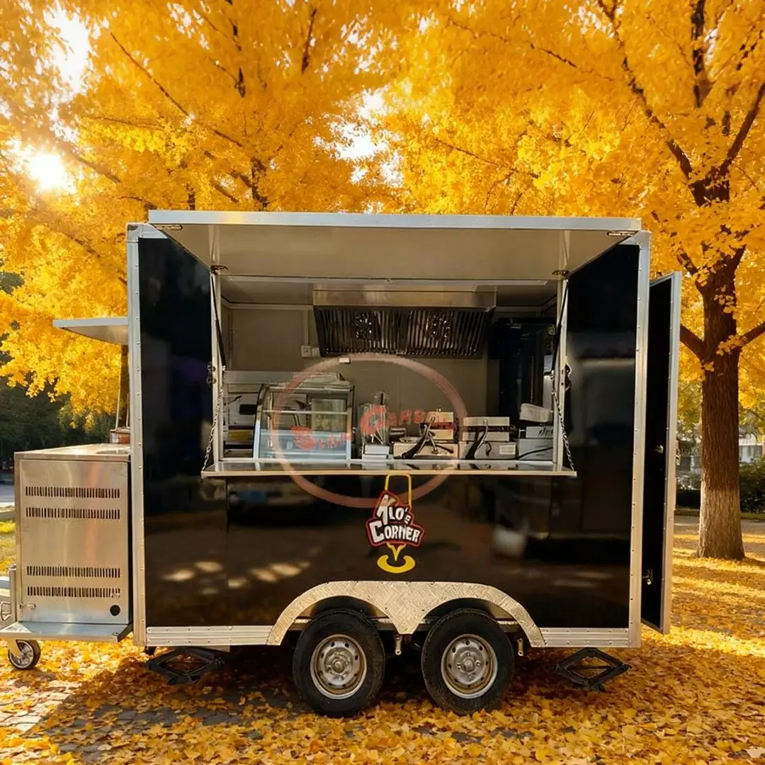 

High-Load-Bearing Mobile Food Snack Trailer Multifunctional Towable Outdoor Vendor Cart Commercial Tool for Markets