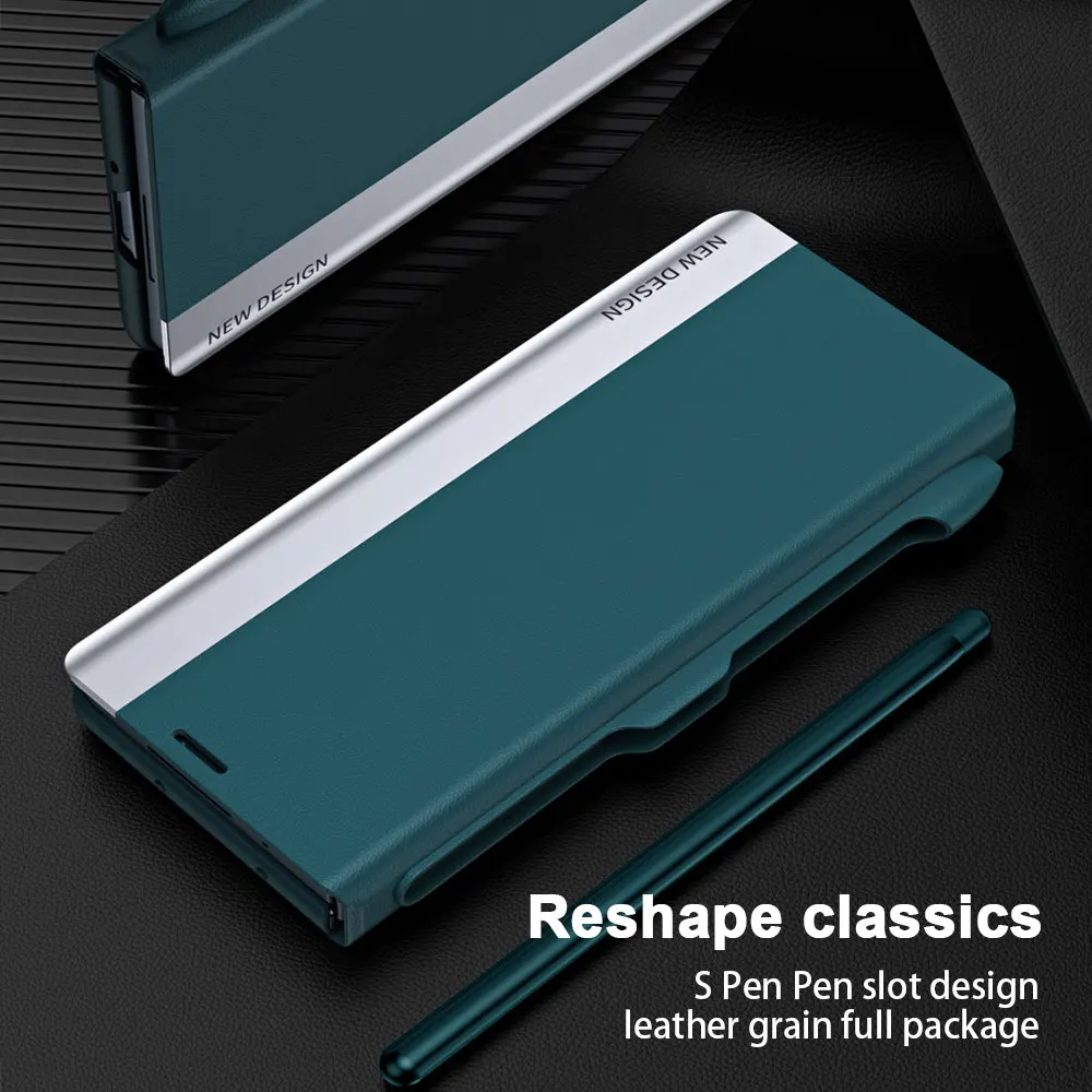 Business All-inclusive Anti-fall Leather Cover For Samsung Galaxy Z Fold 5 4 Magnetic Clamshell Bracket Phone Case With Pen Slot