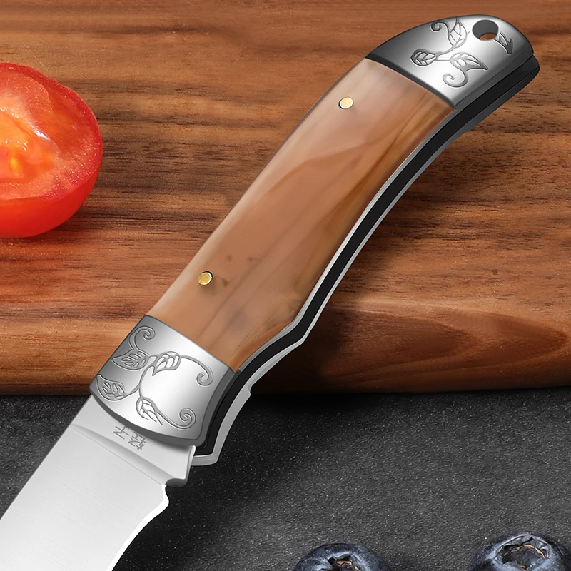 1pc Home Fruit Water Folding Knife, Portable Multi-Use Pocket Knife Barbecue Knife Sharp Stainless Steel Knife