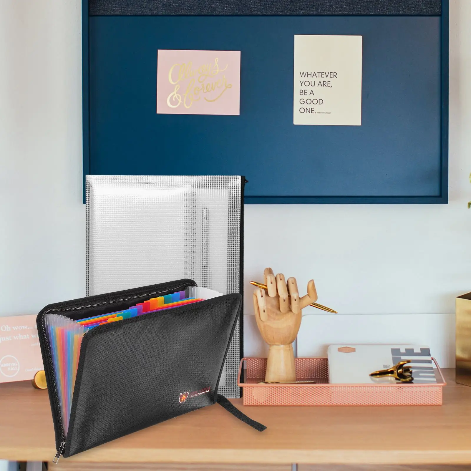 Organisateur de documents ignifuge, tissu en Silicone liquide, dossier de rangement en PVC, 13 poches, petite classeur pour bureau et maison