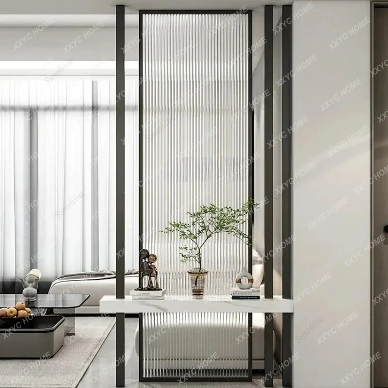 LLLight luxury screen partition tempered Changhong glass living room entrance solid wood decoration home modern simple entrance