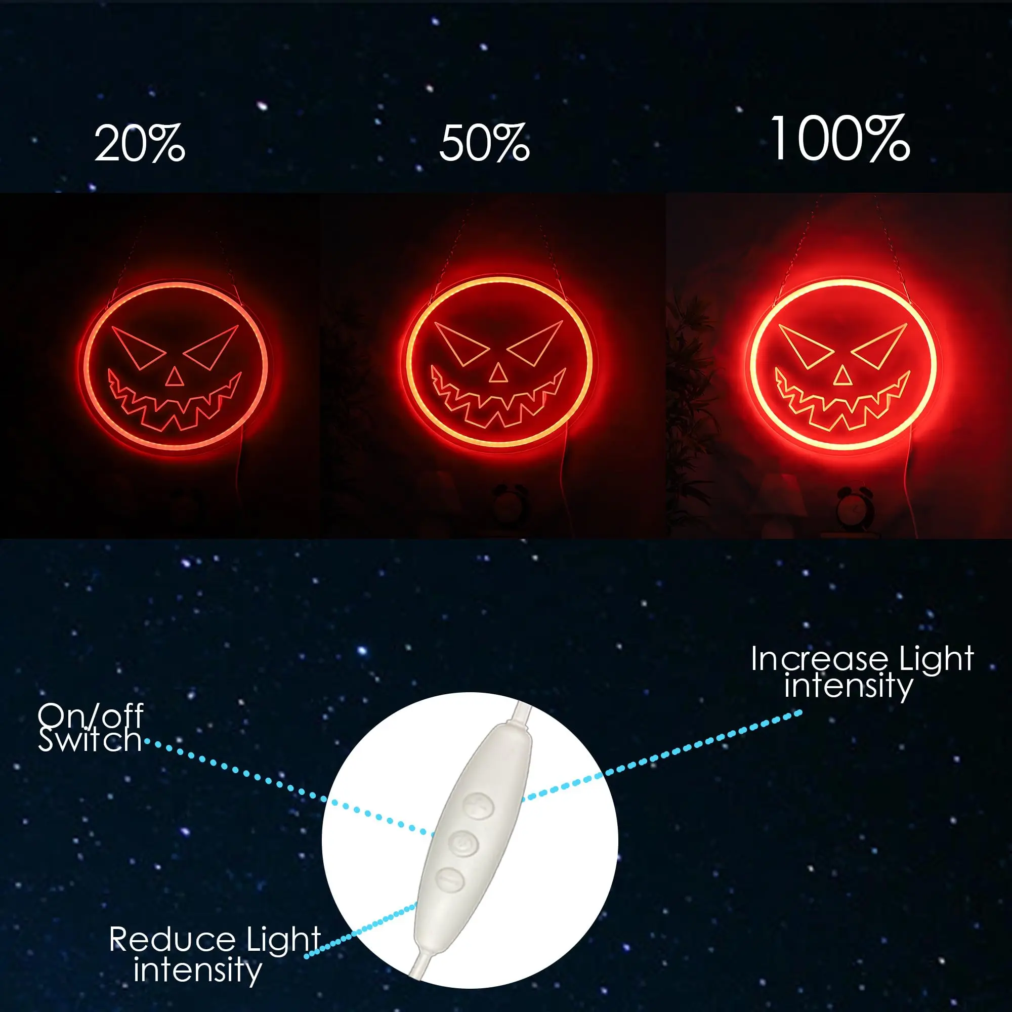 Letrero de neón con cara de fantasma y calabaza para Halloween, luz LED regulable, decoración de pared para fiesta, sala de juegos, cueva de hombre, sala de juegos, Bar, regalos de Halloween
