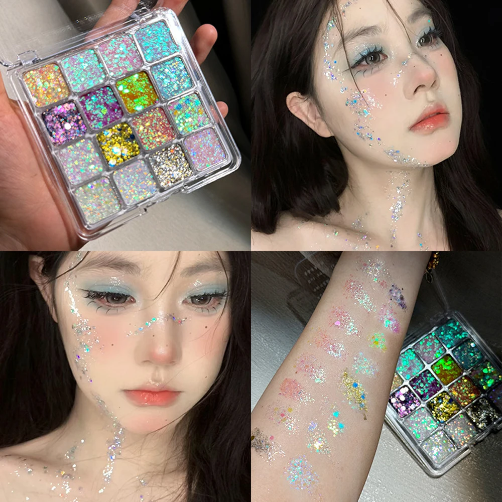 16-Color Sparkling Sequins Eye - đánh giá và giá Body Shimmer Lotion