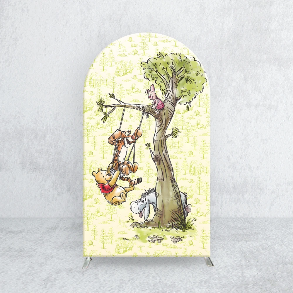 Disney TB Winnie the Pooh Bogen-Hintergrund, Tigger, elastischer Stoff, süß für Kindergeburtstag, Party, Schaukel, Foto, Babyparty, Hintergrunddekoration 4