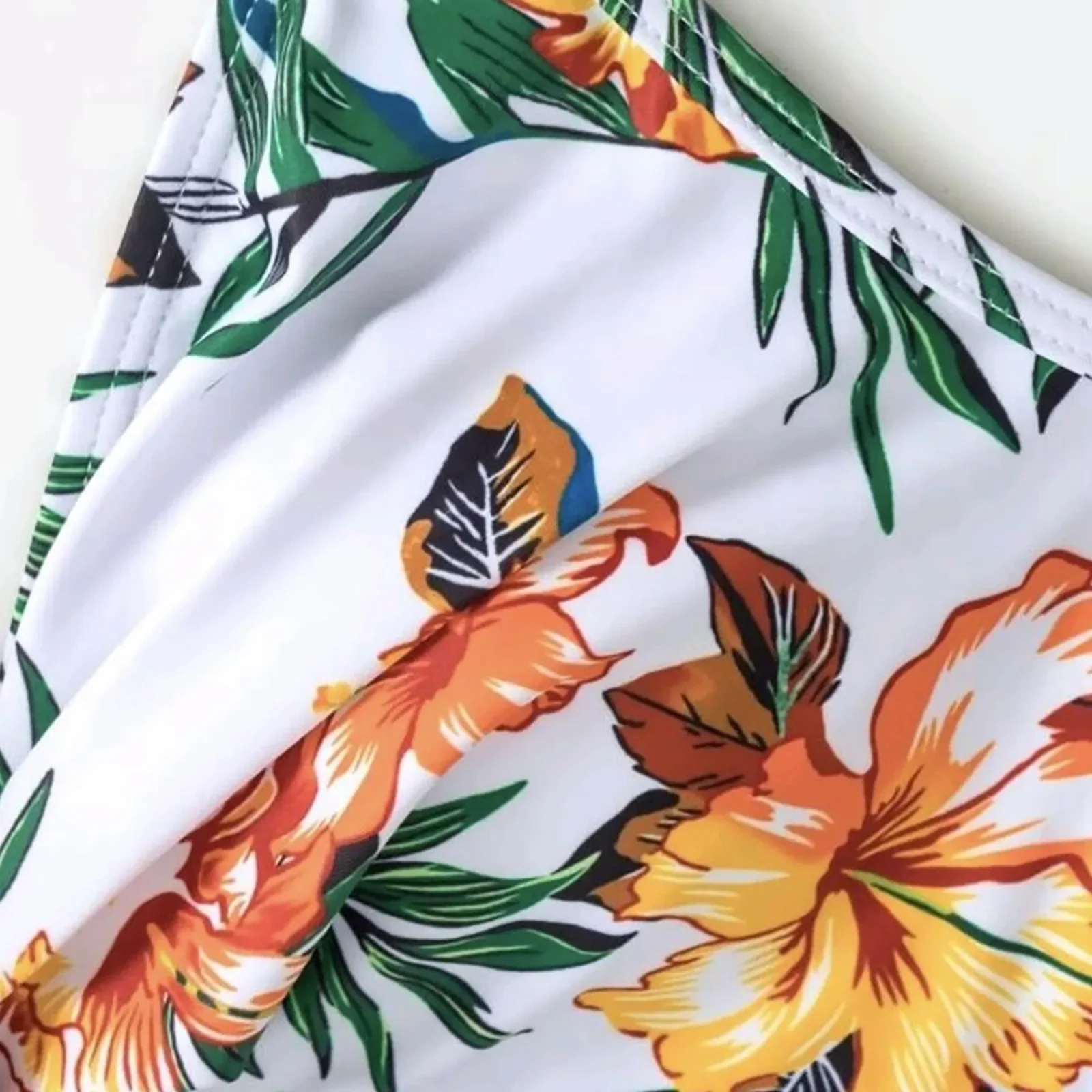 Women'S Printed Swimsuits Two Pieces Ruffle Hem Sunscreen Bathing Suit V Neck Thin Strap Swimwear With Breath Comfty Shorts