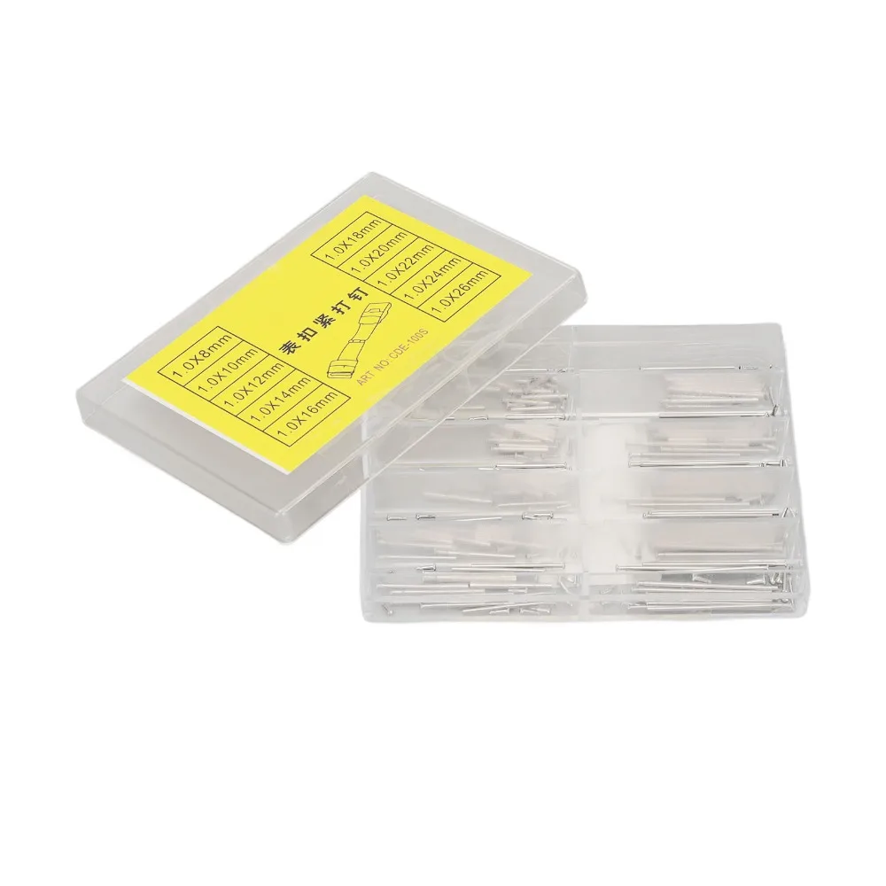 Silver Watch Strap Pin Set Stainless steel Diameter 1mm Watch Band Fixing Fastening Nails Watch Strap Repair Accessories