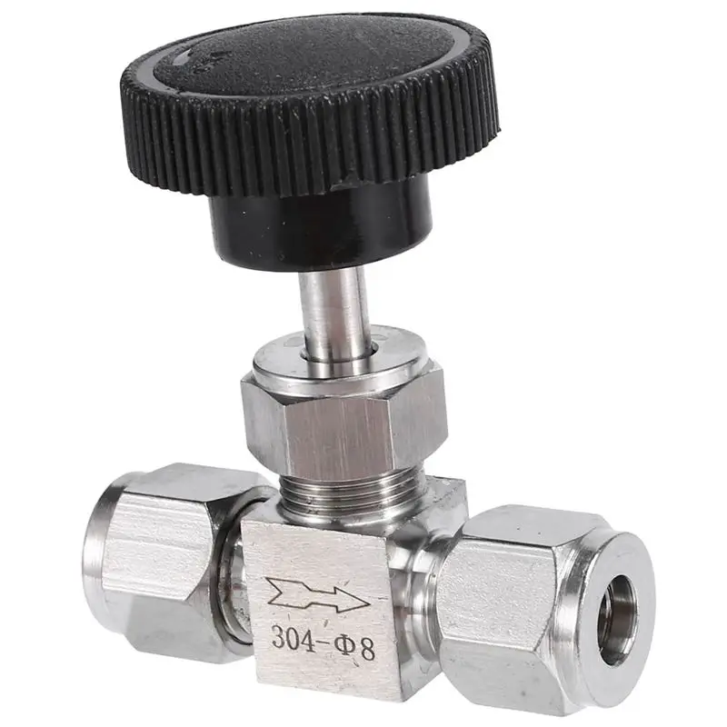 ~PERFECT}Adjustable Needle Valve O.D 8mm Tube Stainless Steel 304 High Pressure Acid Proof Straight Card Set Crane