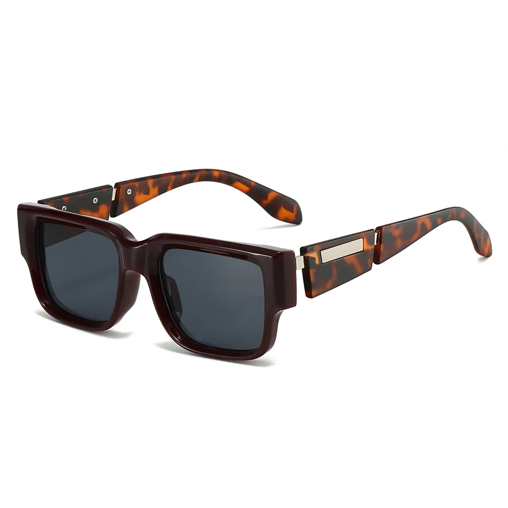 

Vintage Punk leopard Square print Women Sunglasses 2025 Luxury Fashion Summer Vacation Brand design Men Sun Glasses UV400