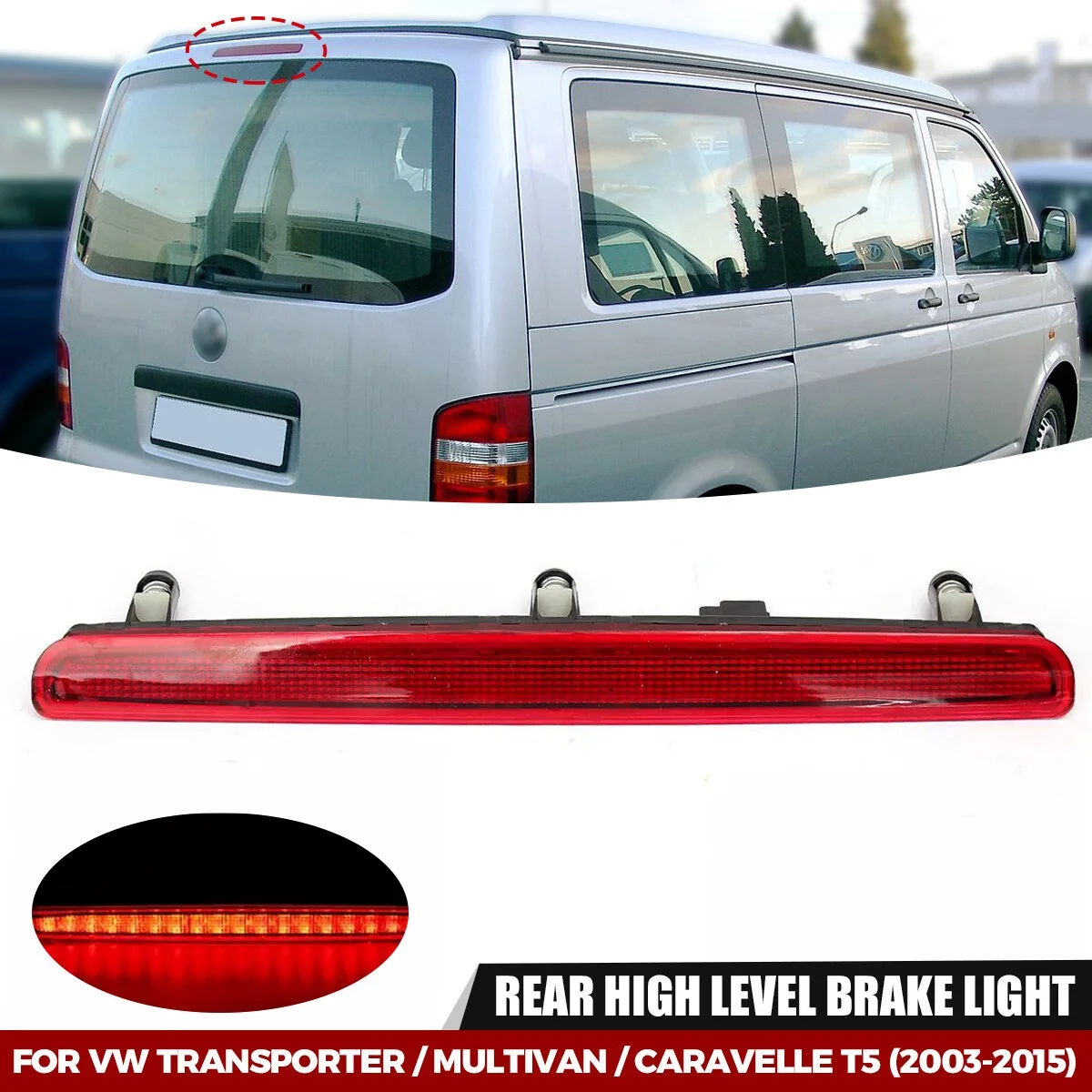 For Volkswagen T5 2003-2015/Lupo 1999-2006/SEAT Arosa 1999-2004 High Mounted Third Brake Light Tail Light 7E0945097 6H0945097A