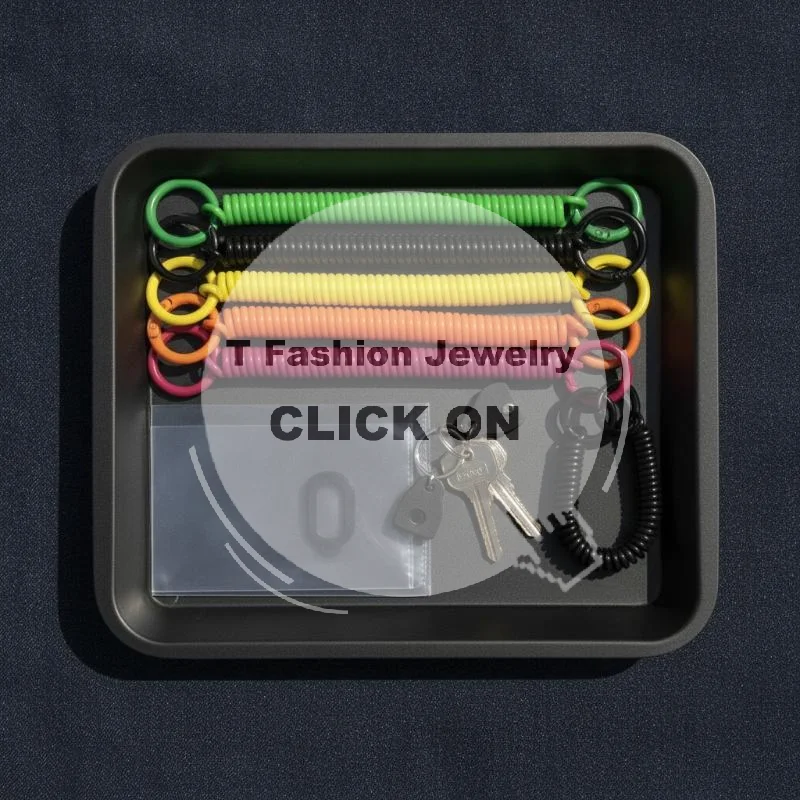 Retractable Spiral Anti-Lost Strap Colorful Double Key Rings Portable Lanyard for ID Badge Card Holder Daily Use