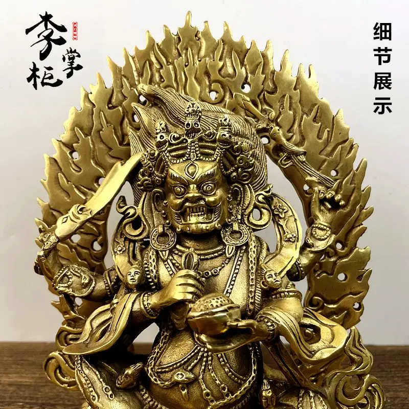 Shopkeeper Li Tibetan pure copper four-armed big black Buddha statue four-armed Mahagala Dharma Protector bronze statue can hold