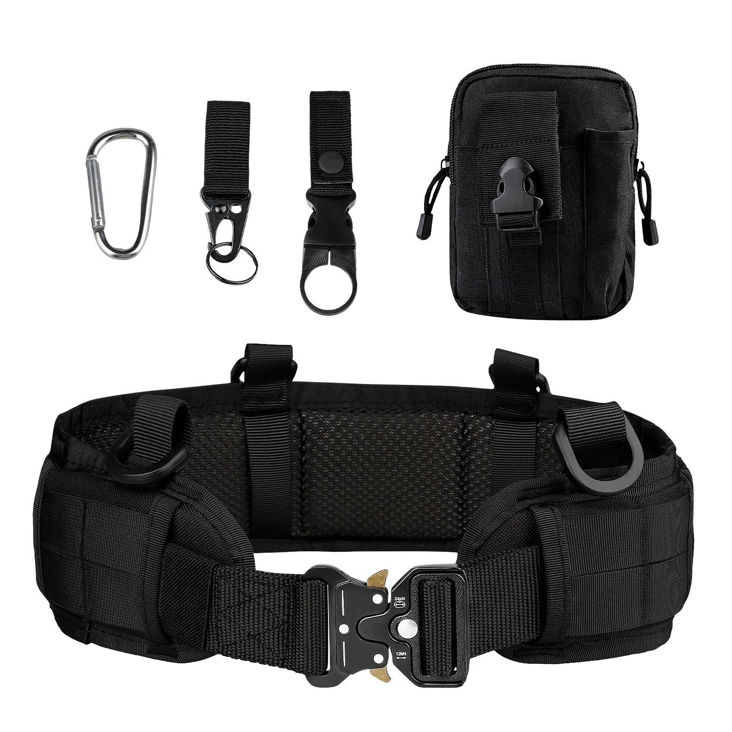 Tactical Waist Belt with Detachable Pouch Quick Release Buckle Outdoor Utility Gear for Hiking Camping Fishing Military Training
