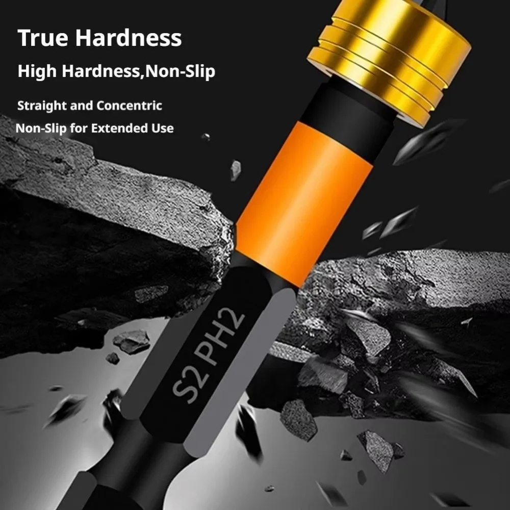 6/10Pcs Hex Shank Magnetic Screwdriver Bits 50mm Length Depth Stop Collar Phillips Screw Bit Magnetic Positioning S2 Alloy Steel