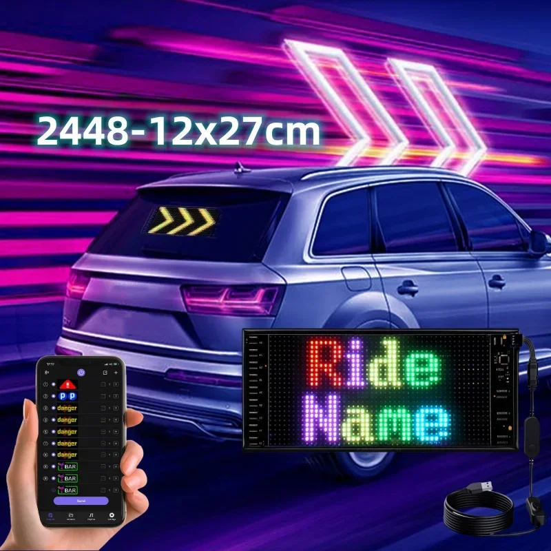 Imagem -03 - Impermeável Smart Led Matrix Pixel Panel Tela Flexível Pattern Graffiti Signs Animação Display Loja de Carros Rolagem Faça Você Mesmo 12x27cm